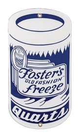FOSTER'S OLD FASHION ICE CREAM DIE-CUT PORCELAIN SIGN