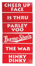 COLLECTION OF 6 WOODEN RED BURMA SHAVE SIGNS