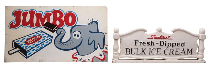 PAIR OF ICE CREAM ADVERTISING SIGNS