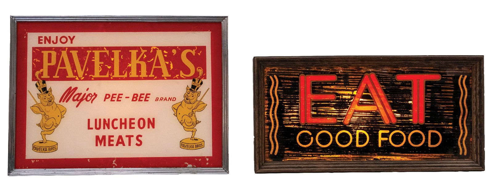 PAIR OF COUNTERTOP LIGHT-UP ADVERTISING SIGNS (1 of 2)