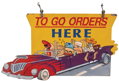 WHIMSICAL WOODEN DIE-CUT SIGN FOR TO-GO ORDERS