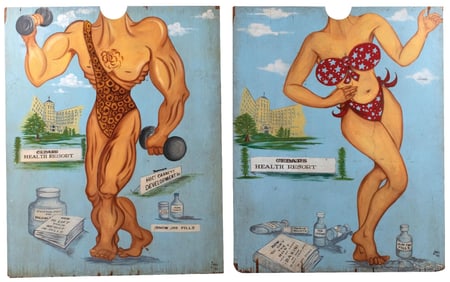 PAIR OF CARNIVAL FUNNY PHOTOGRAPH STANDS