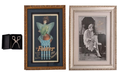 COLLECTION OF 3 WOMAN HOSE SUPPORTERS AND TWEAKER HAIR MEMORBILIA SIGNS WITH HAIR TWEAKER