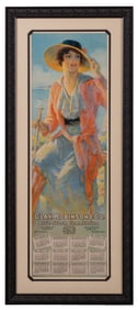 CLAY ROBINSON & CO. CALENDAR FRAMED WITH WOMAN IN SUN HAT