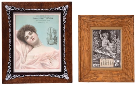 LOT OF 2 FRAMED ADVERTISING SOL BEAR AND CO. SCUPPERNONG AND GUNDLACH-BUNDSCHU