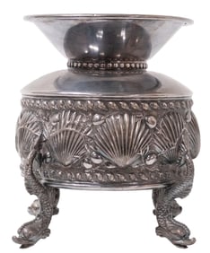 JAMES WALKER TUFTS SILVER PLATED ROUND FOOTED PEDESTAL BOWL