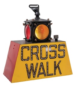 PUNCHED TIN LIGHT-UP CROSS WALK SIGN