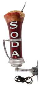CAST ALUMINUM AND GLASS SODA TRADE SIGN