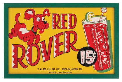 RED ROVER SODA POP MASONITE SIGN W/ RED ROVER GRAPHIC