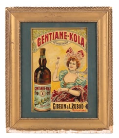 FRAMED EMBOSSED CENTIANE-KOLA TIN SIGN