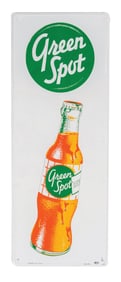 SELF-FRAMED TIN GREEN SPOT BEVERAGE SIGN