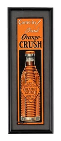EMBOSSED TIN ORANGE CRUSH DOOR PUSH