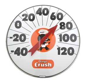 18 GLASS FACED ORANGE CRUSH THERMOMETER