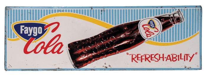 SELF-FRAMED TIN FAYGO COLA SIGN