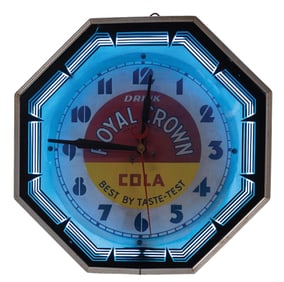 ROYAL CROWN COLA OCTAGON NEON CLOCK