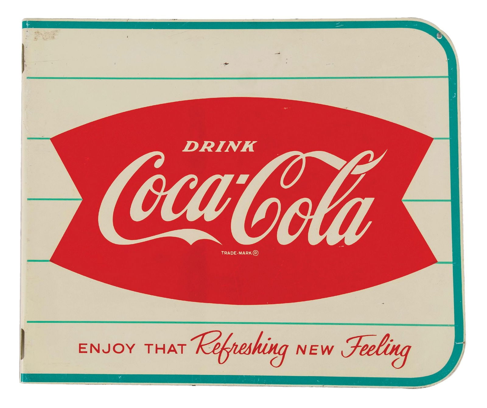 TIN COCA-COLA FISHTAIL FLANGE SIGN (1 of 3)