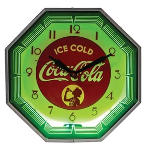 COCA-COLA OCTAGON NEON CLOCK