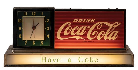 COCA-COLA COUNTER TOP LIGHT-UP AND CLOCK