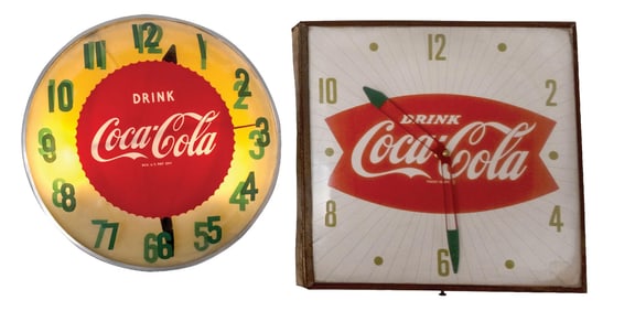 PAIR OF COCA-COLA LIGHT-UP CLOCKS