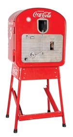 5¢ COCA-COLA VENDO MODEL 27 VENDING MACHINE WITH STAND