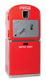 5¢ COCA-COLA MODEL 27 VENDING MACHINE WITH CASE STORAGE STAND