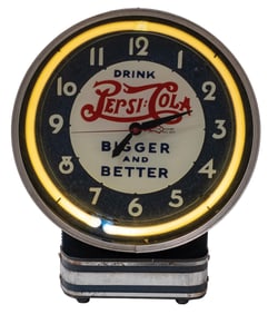 COUNTERTOP PEPSI-COLA NEON CLOCK