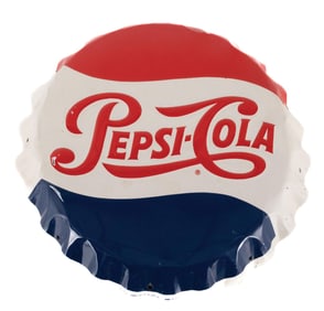 TIN PEPSI-COLA BOTTLECAP SIGN