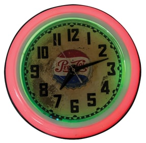 SINGLE TUBE PEPSI-COLA NEON CLOCK