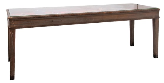 FLOOR MODEL GLASS TOP TABLE SHOWCASE WITH BARBERSHOP DISPLAY