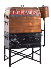EARLY COPPER ROAD SIDE PEANUT ROASTER WITH STAND