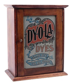 DY-O-LA DYES WOODEN CABINET WITH DYE POUCHES