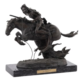 RECAST FREDERIC REMINGTON BRONZE STATUE