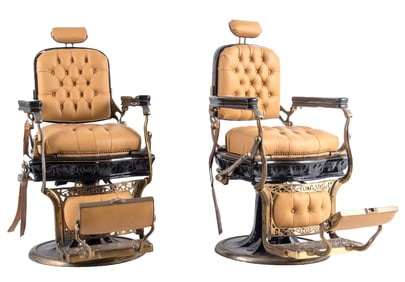 PAIR OF KOKEN RESTORED BARBER CHAIRS