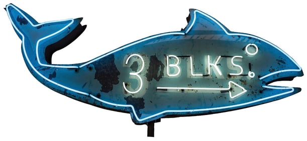 HISTORIC MILLIE RIERA'S FISH NEON SIGN REDONDO BEACH, CA LANDMARK