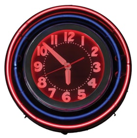 3-TUBED ART DECO NEON CLOCK