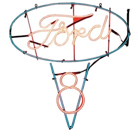 FORD DEALERSHIP V-8 NEON WINDOW NEON SIGN