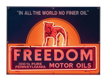 FREEDOM MOTOR OIL NEON COUNTER SIGN