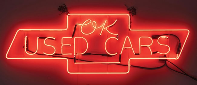 ORIGINAL SKELETON NEON SIGN FOR "OK USED CARS"