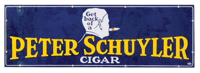 PORCELAIN PETER SCHUYLER CIGAR SIGN