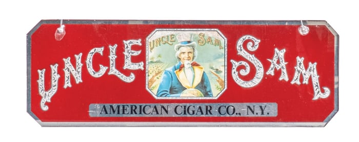 REVERSE GLASS UNCLE SAM CIGAR SIGN