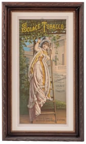 SOLACE TOBACCO ADVERTISING IN FRAME OF WOMAN ON LADDER