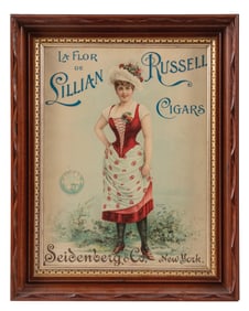 LA FLOR DE LILLIAN RUSSELL CIGARS FRAMED SIGN