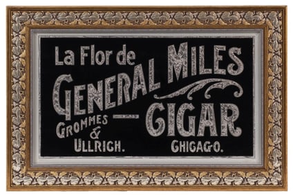 LA FLOR DE GENERAL MILES CIGAR REVERSE ON GLASS