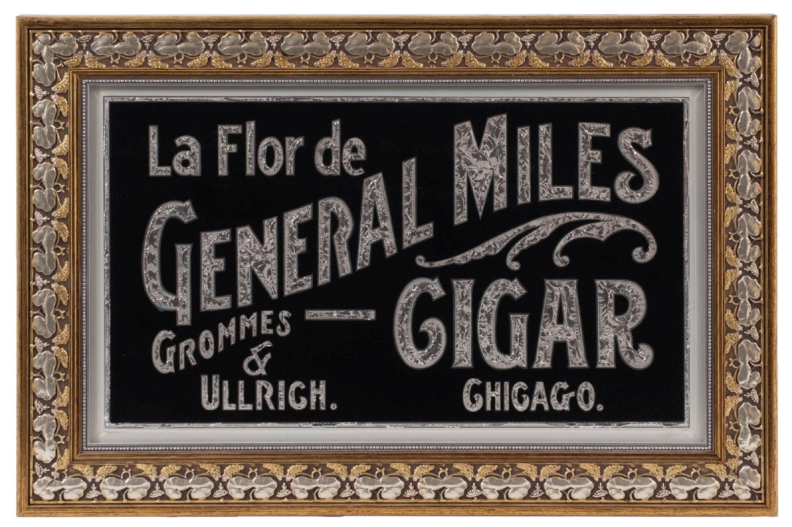 LA FLOR DE GENERAL MILES CIGAR REVERSE ON GLASS (1 of 2)