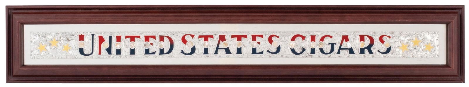 UNTIED STATES CIGARS CHIPPED GLASS REVERSE PAINTED SIGN (1 of 2)