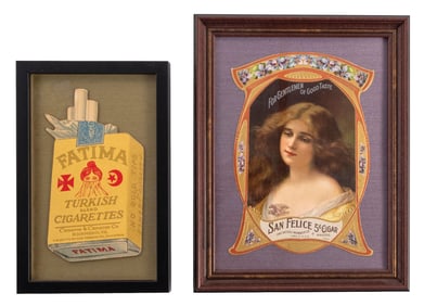 PAIR OF DIE-CUT TOBACCO SIGNS
