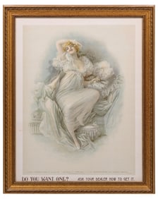DRUMMOND TOBACCO CO. FRAMED ADVERTISING OF WOMAN LOUNGING