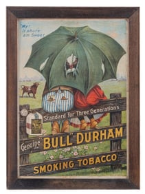 CARDBOARD ADVERTISEMENT FOR BULL DURHAM SMOKING TOBACCO