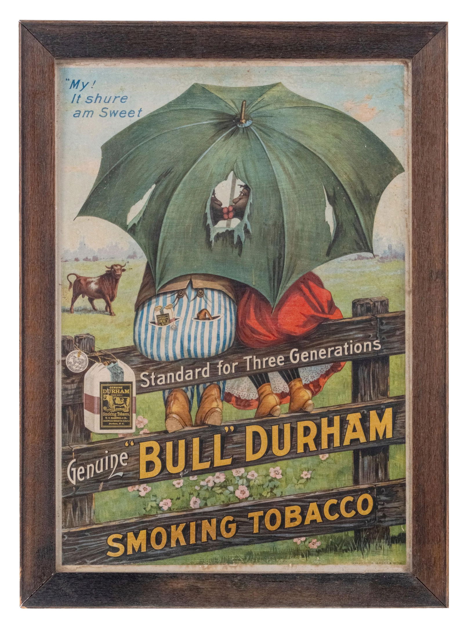 CARDBOARD ADVERTISEMENT FOR BULL DURHAM SMOKING TOBACCO (1 of 3)