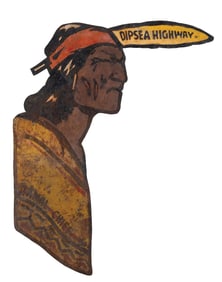 EARLY TIN DIE-CUT NATIVE AMERICAN SIGN